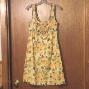CABi dress yellow floral knee length sleeveless size 8 (runs big)